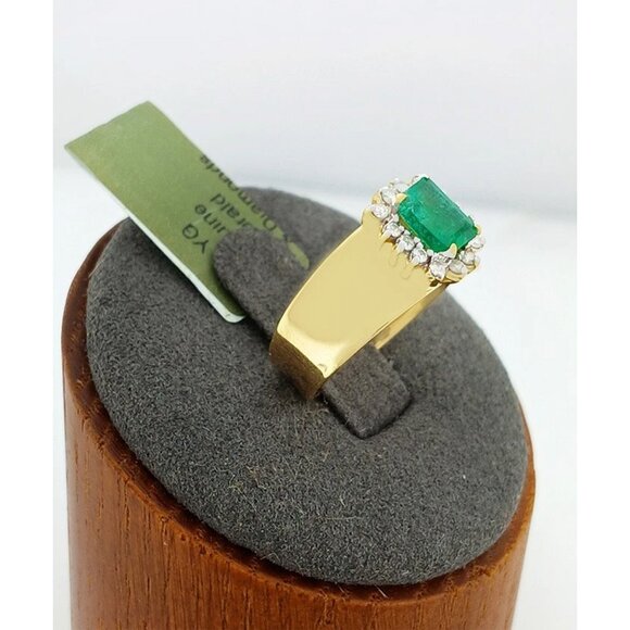 Genuine 0.82 Cts Emerald & Diamonds Ladies Ring 14k Gold - Picture 6 of 9